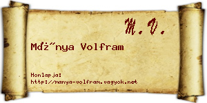 Mánya Volfram névjegykártya